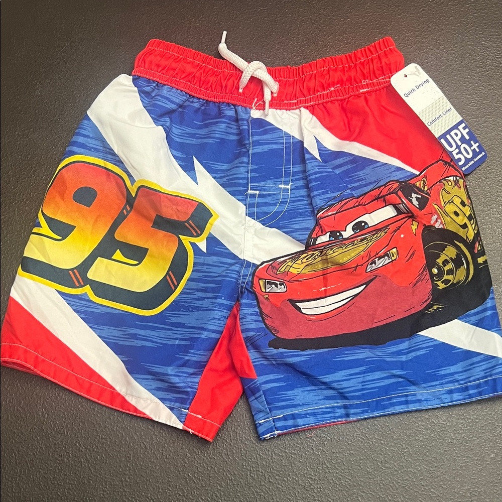 Disney Lightning McQueen Boys Swim Shorts - Red, Blue, Yellow